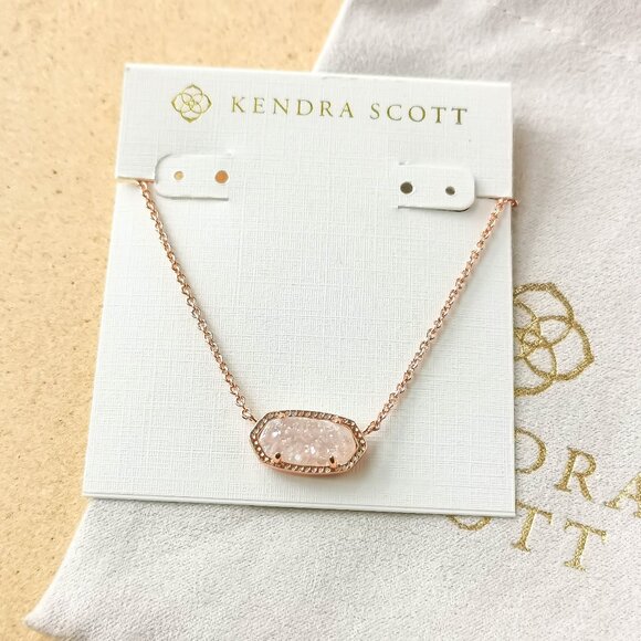 NEW Kendra Scott Rose Gold Drusy Elisa Necklace - Picture 1 of 3